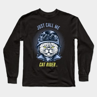 MOTORCYCLE BIKE RIDER - Cat RIDER Long Sleeve T-Shirt